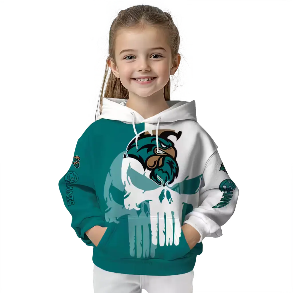 coastal carolina chanticleers graphic punisher green white hoodie top rated coastal carolina chanticleers graphic punisher green white hoodie top rated