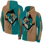 coastal carolina chanticleers heartbeat graphic green hoodie best selling