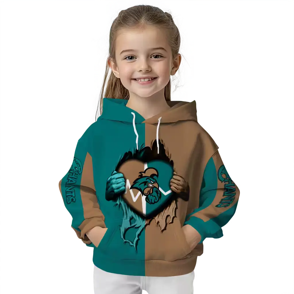 coastal carolina chanticleers heartbeat graphic green hoodie top rated coastal carolina chanticleers heartbeat graphic green hoodie top rated