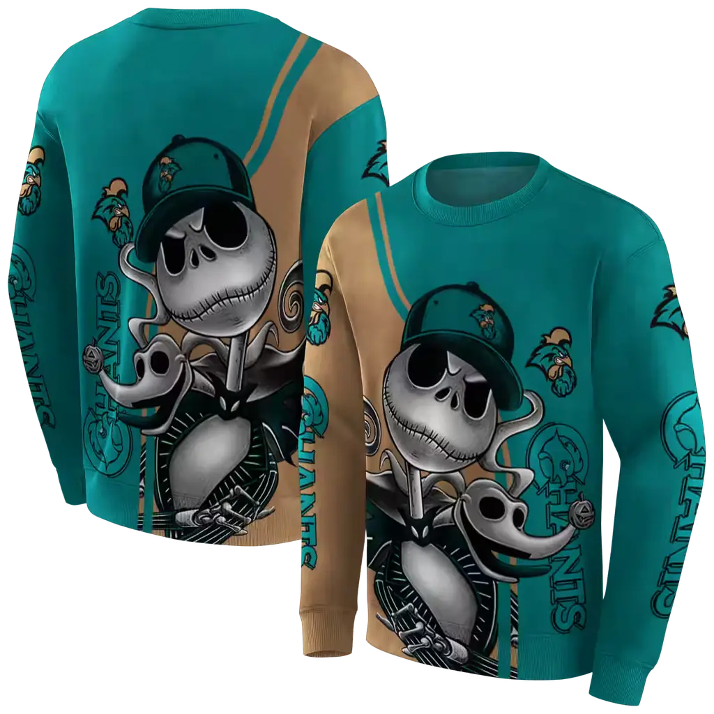 coastal carolina chanticleers jack skellington green hoodie premium grade coastal carolina chanticleers jack skellington green hoodie premium grade