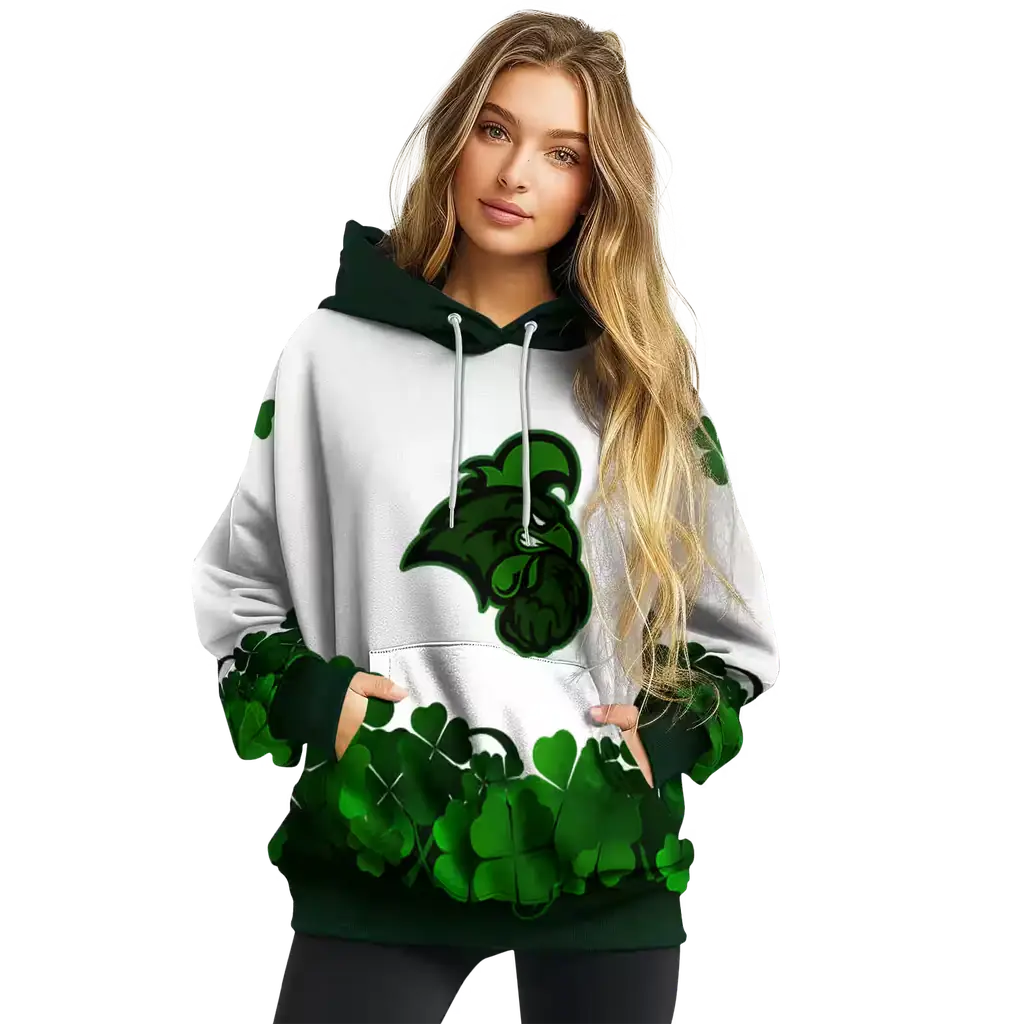 coastal carolina chanticleers lucky motif white green hoodie high quality coastal carolina chanticleers lucky motif white green hoodie high quality