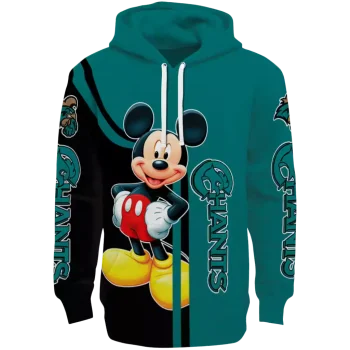 coastal carolina chanticleers mickey mouse green black hoodie best selling