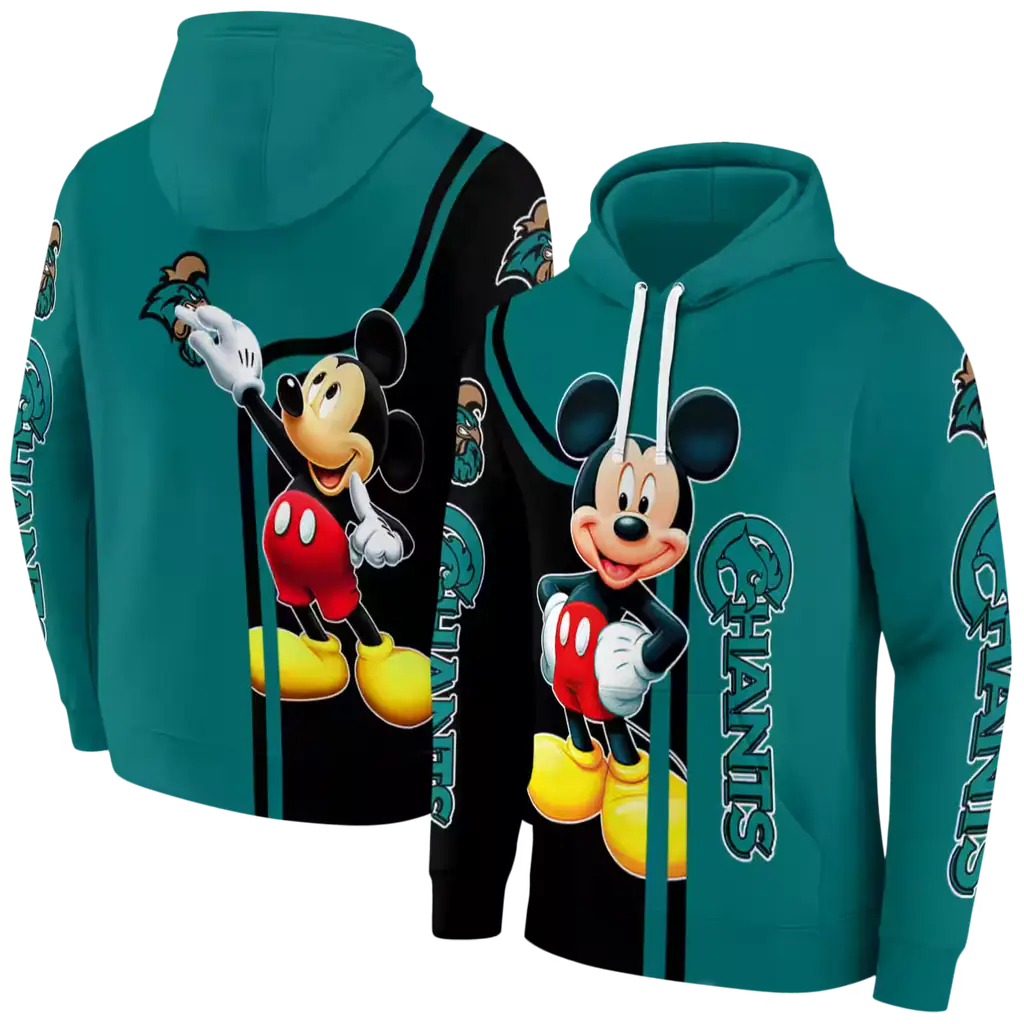 coastal carolina chanticleers mickey mouse green black hoodie fashion forward coastal carolina chanticleers mickey mouse green black hoodie fashion forward