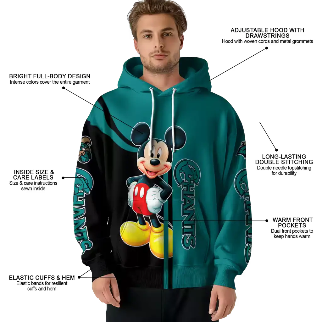 coastal carolina chanticleers mickey mouse green black hoodie latest model coastal carolina chanticleers mickey mouse green black hoodie latest model