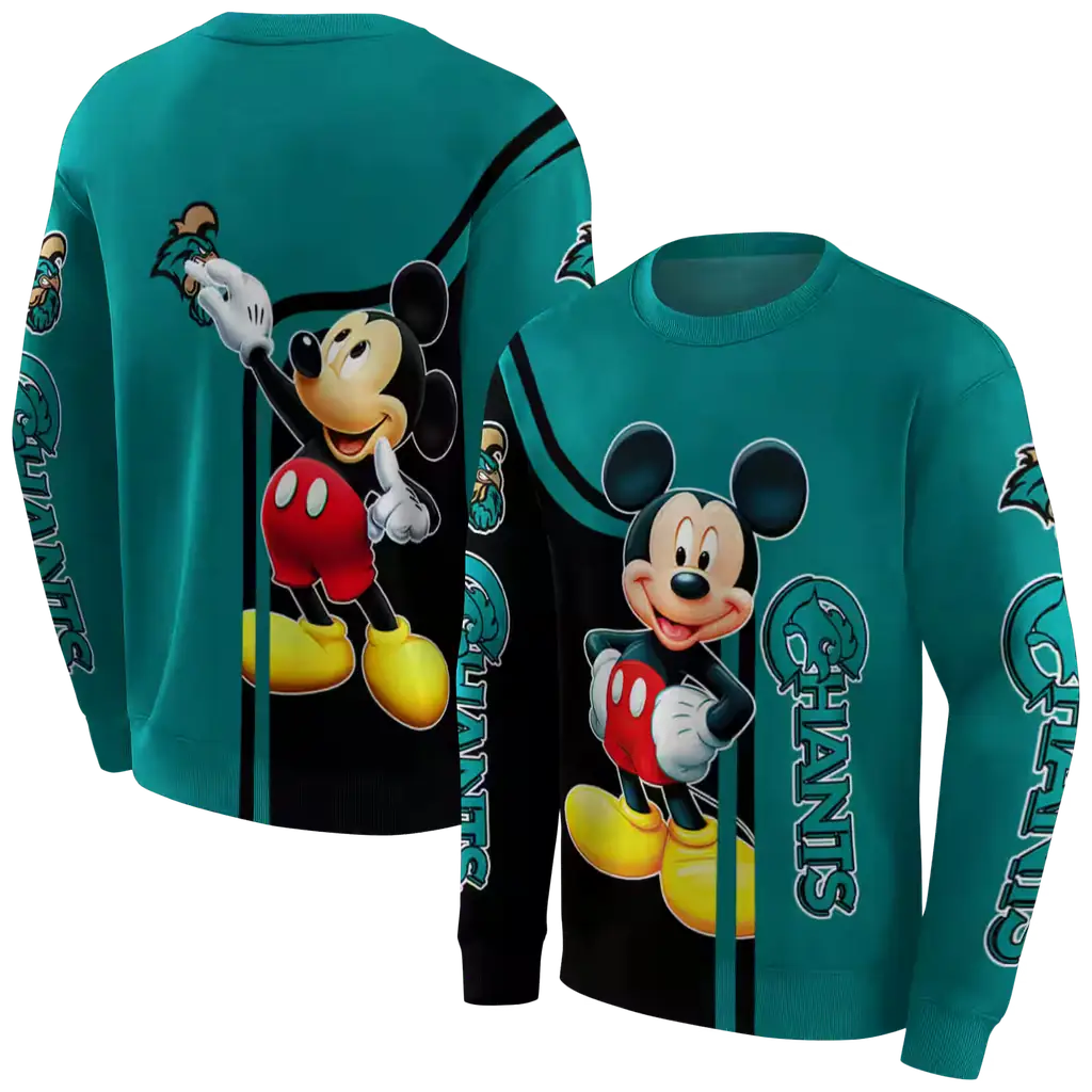 coastal carolina chanticleers mickey mouse green black hoodie premium grade coastal carolina chanticleers mickey mouse green black hoodie premium grade