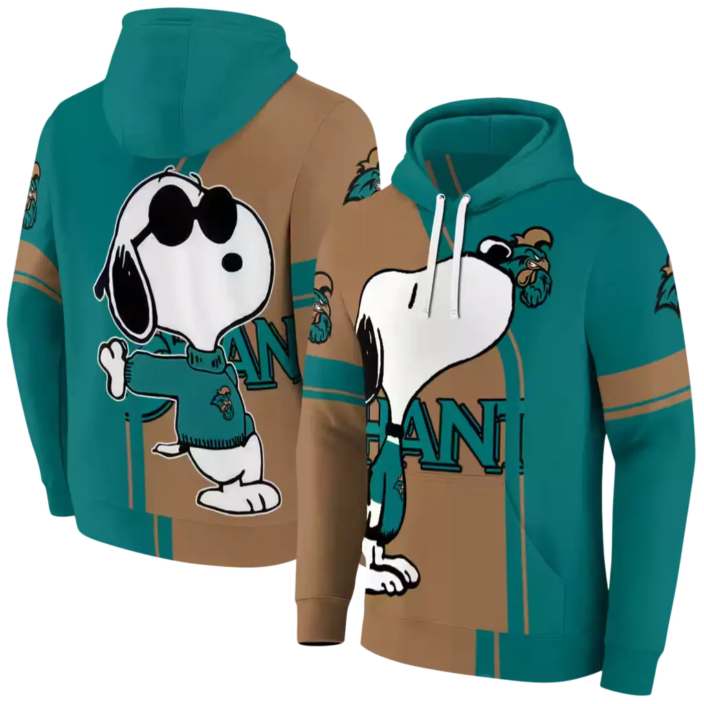 coastal carolina chanticleers playful snoopy green hoodie fashion forward coastal carolina chanticleers playful snoopy green hoodie fashion forward
