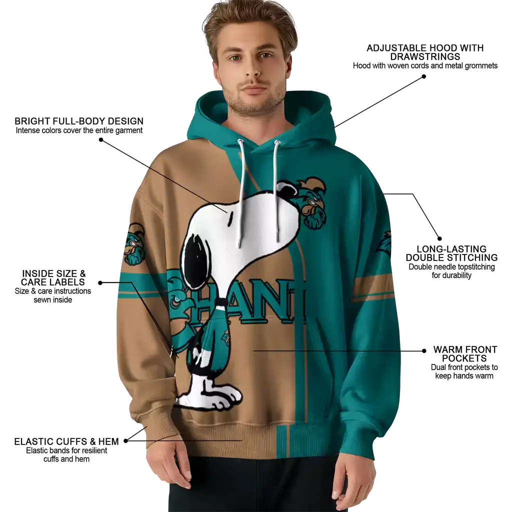 coastal carolina chanticleers playful snoopy green hoodie latest model coastal carolina chanticleers playful snoopy green hoodie latest model