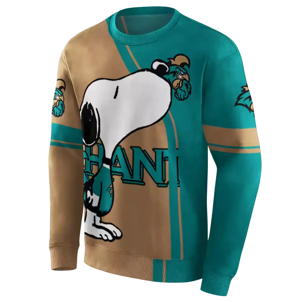 coastal carolina chanticleers playful snoopy green hoodie new arrival coastal carolina chanticleers playful snoopy green hoodie new arrival