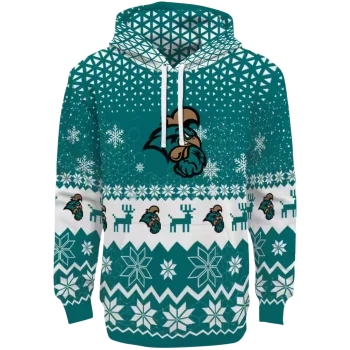 coastal carolina chanticleers reindeer motif green hoodie best selling