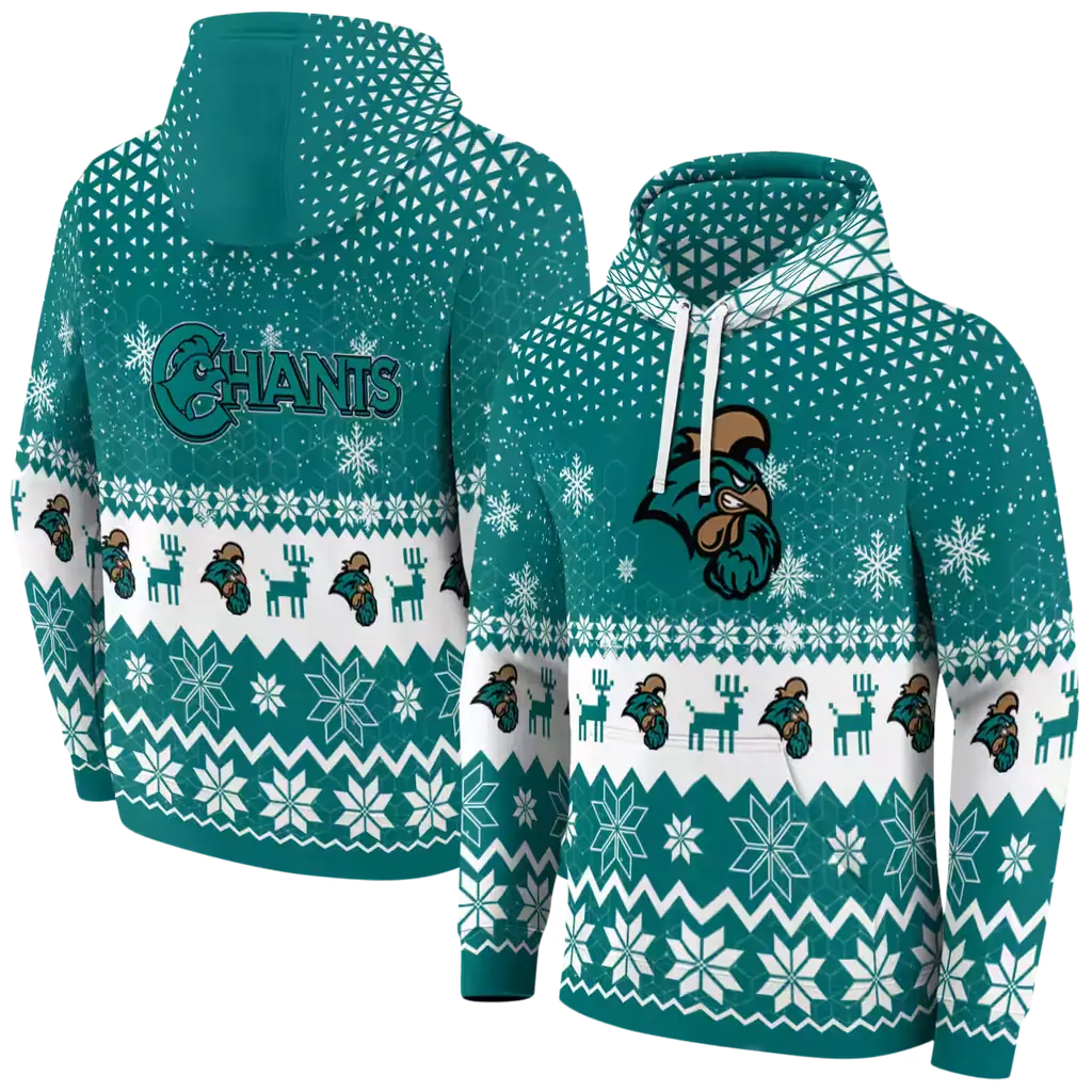 coastal carolina chanticleers reindeer motif green hoodie fashion forward coastal carolina chanticleers reindeer motif green hoodie fashion forward