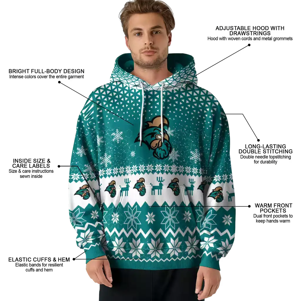 coastal carolina chanticleers reindeer motif green hoodie latest model coastal carolina chanticleers reindeer motif green hoodie latest model