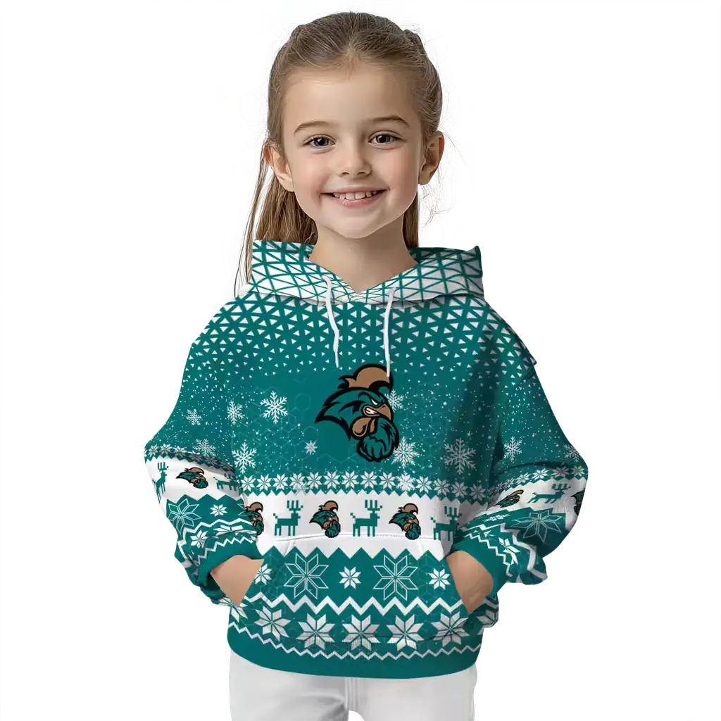 coastal carolina chanticleers reindeer motif green hoodie top rated coastal carolina chanticleers reindeer motif green hoodie top rated