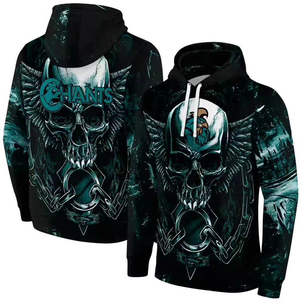 coastal carolina chanticleers skull artwork green black hoodie fashion forward coastal carolina chanticleers skull artwork green black hoodie fashion forward