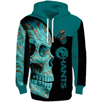 coastal carolina chanticleers skull motif green black hoodie best selling