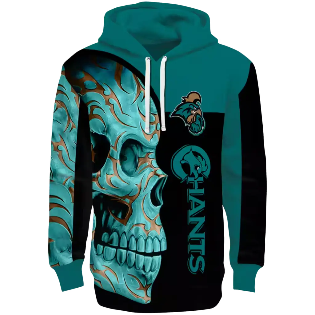 coastal carolina chanticleers skull motif green black hoodie best selling coastal carolina chanticleers skull motif green black hoodie best selling
