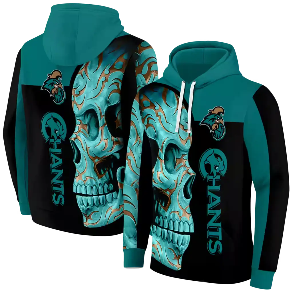coastal carolina chanticleers skull motif green black hoodie fashion forward coastal carolina chanticleers skull motif green black hoodie fashion forward