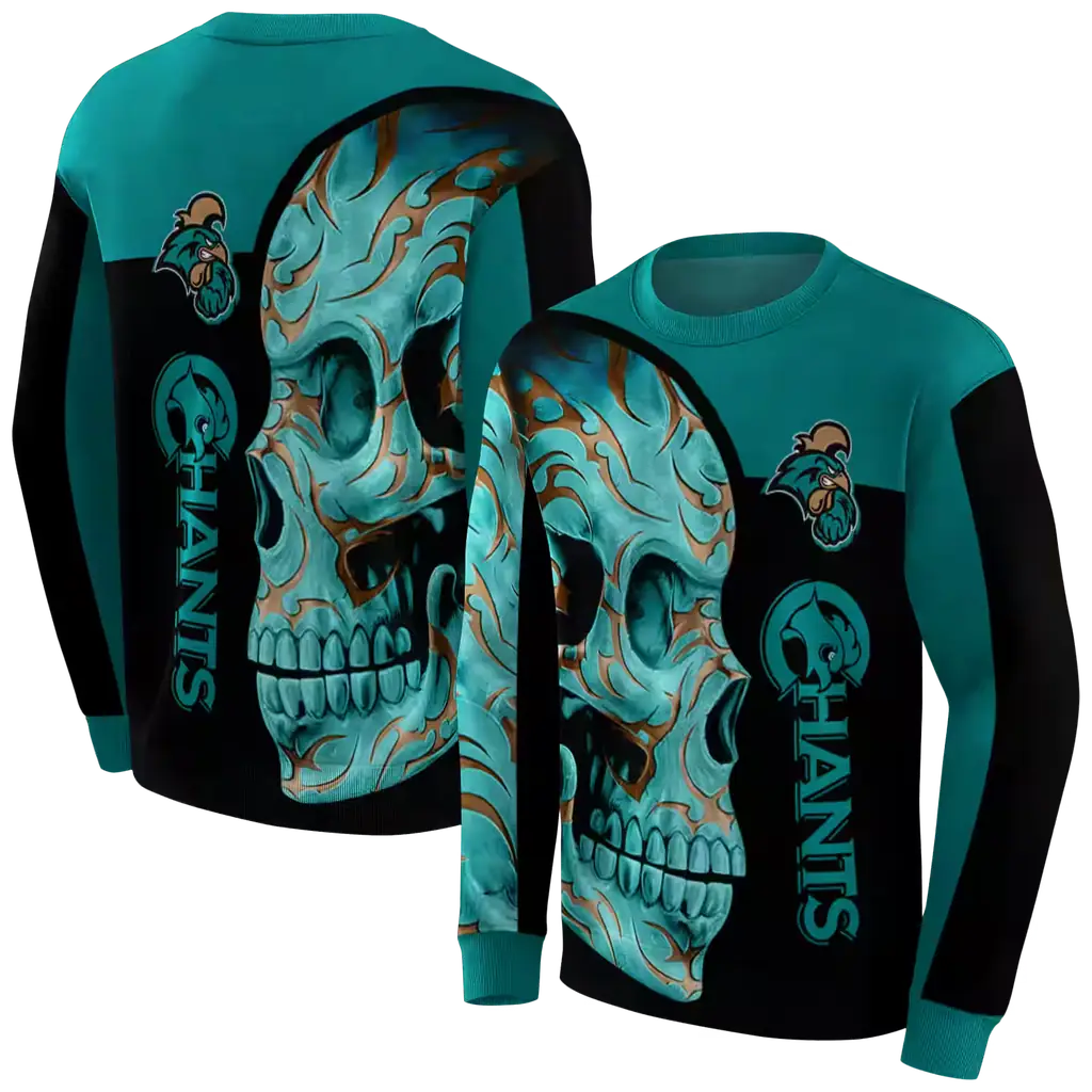 coastal carolina chanticleers skull motif green black hoodie premium grade coastal carolina chanticleers skull motif green black hoodie premium grade