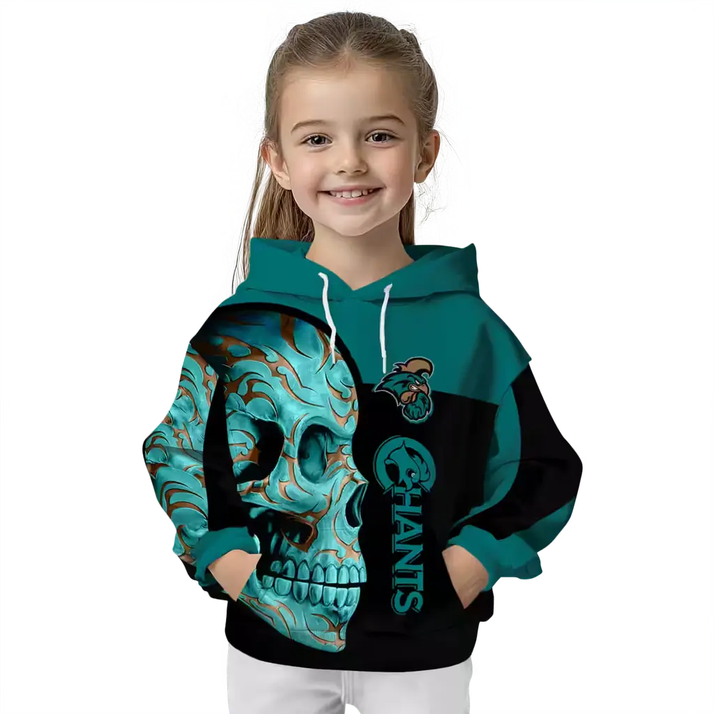 coastal carolina chanticleers skull motif green black hoodie top rated coastal carolina chanticleers skull motif green black hoodie top rated