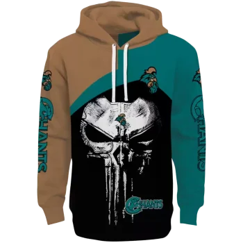 coastal carolina chanticleers skull punisher gold black hoodie best selling