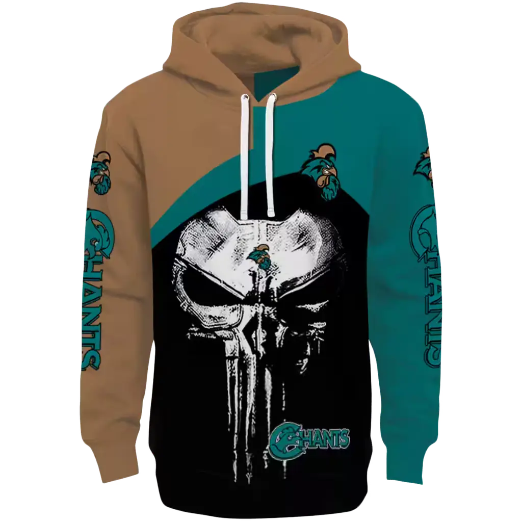 coastal carolina chanticleers skull punisher gold black hoodie best selling coastal carolina chanticleers skull punisher gold black hoodie best selling