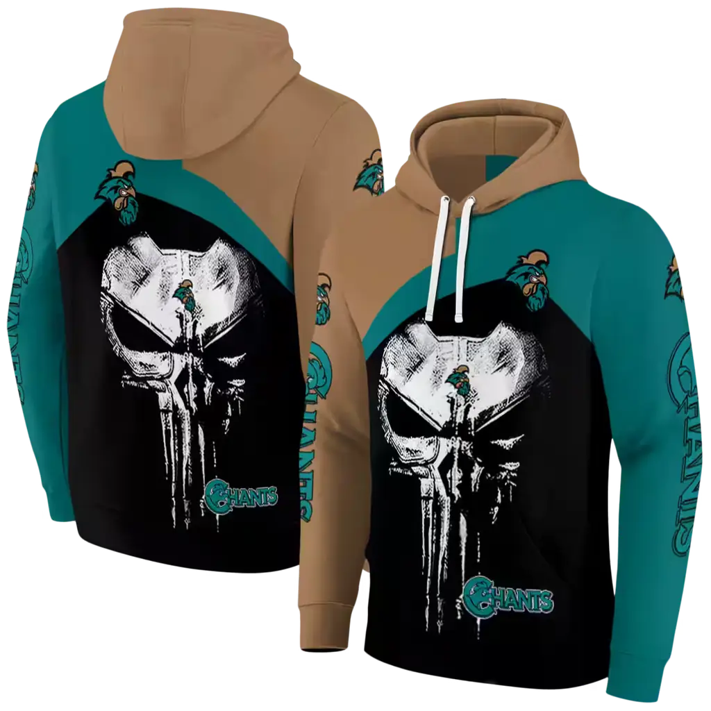 coastal carolina chanticleers skull punisher gold black hoodie fashion forward coastal carolina chanticleers skull punisher gold black hoodie fashion forward