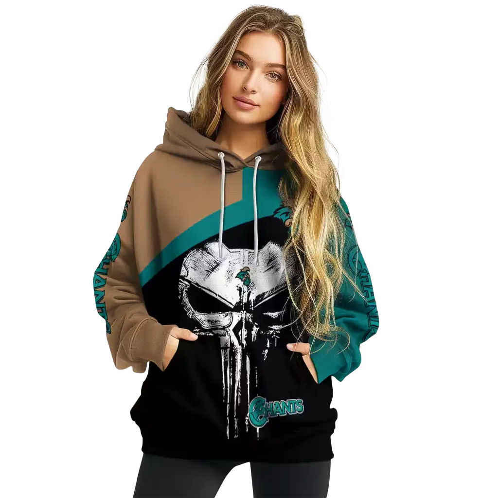 coastal carolina chanticleers skull punisher gold black hoodie high quality coastal carolina chanticleers skull punisher gold black hoodie high quality