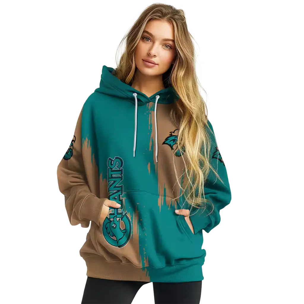 coastal carolina chanticleers splatter effect green hoodie high quality coastal carolina chanticleers splatter effect green hoodie high quality