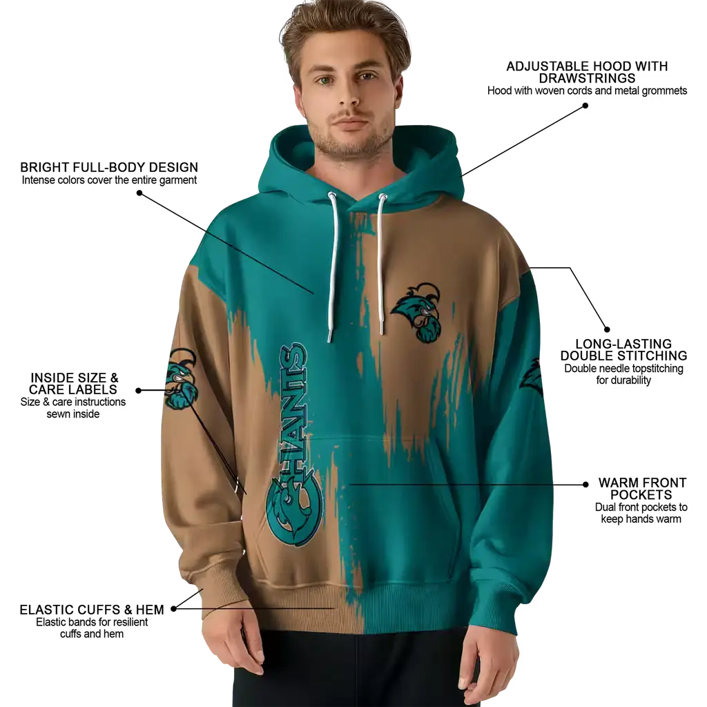coastal carolina chanticleers splatter effect green hoodie latest model coastal carolina chanticleers splatter effect green hoodie latest model