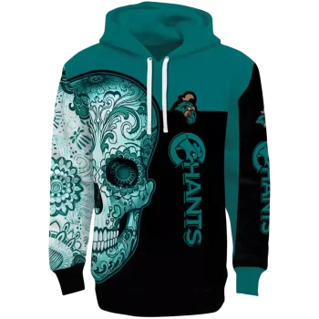 coastal carolina chanticleers sugar skull green black hoodie best selling