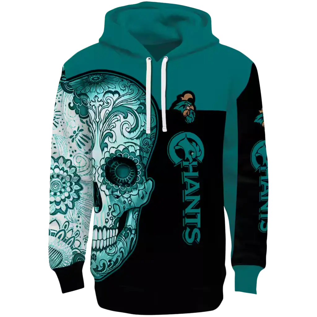 coastal carolina chanticleers sugar skull green black hoodie best selling coastal carolina chanticleers sugar skull green black hoodie best selling