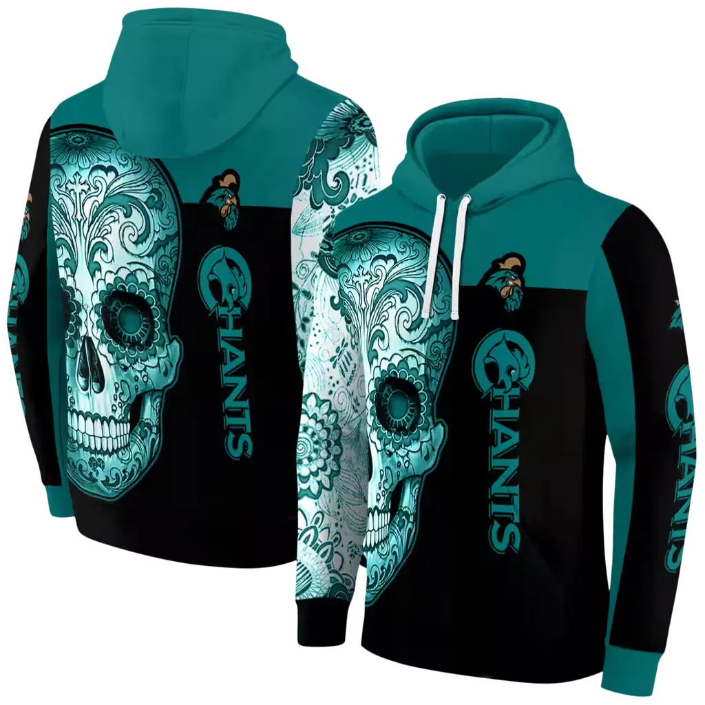 coastal carolina chanticleers sugar skull green black hoodie fashion forward coastal carolina chanticleers sugar skull green black hoodie fashion forward