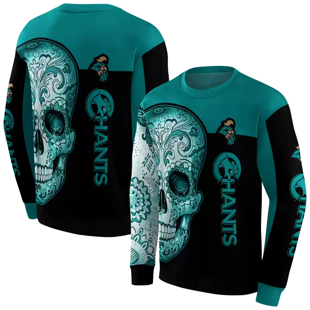 coastal carolina chanticleers sugar skull green black hoodie premium grade coastal carolina chanticleers sugar skull green black hoodie premium grade