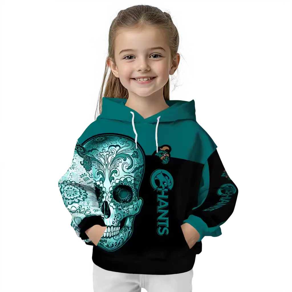 coastal carolina chanticleers sugar skull green black hoodie top rated coastal carolina chanticleers sugar skull green black hoodie top rated