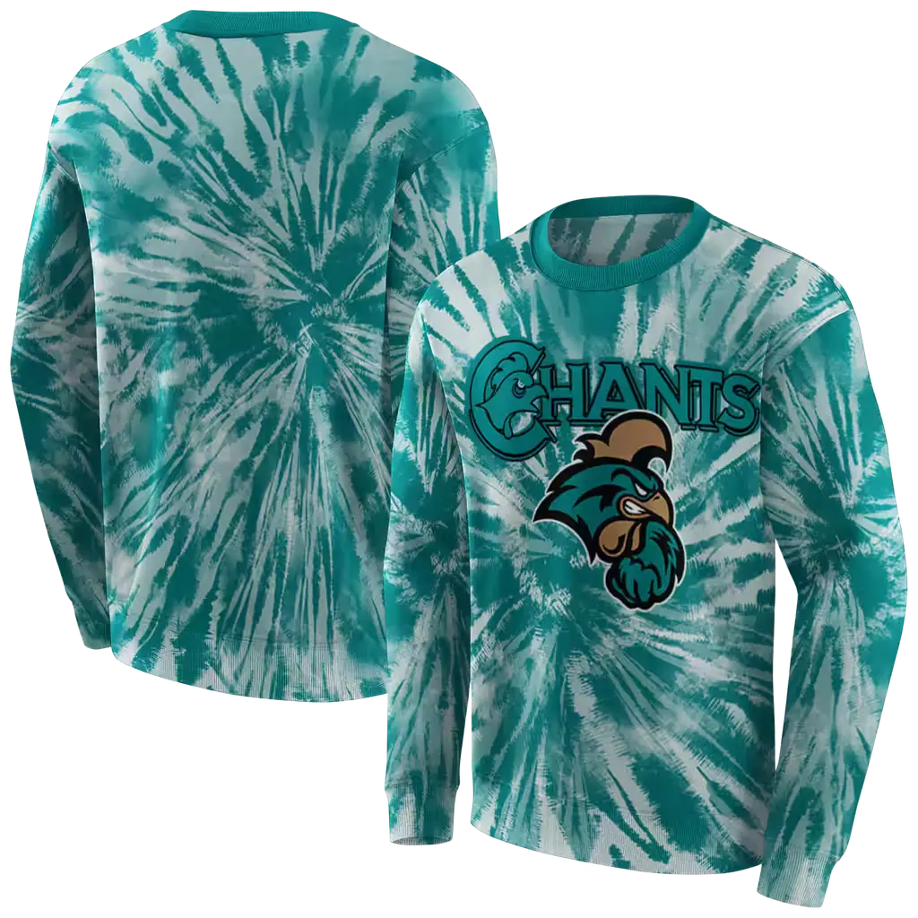 coastal carolina chanticleers tie dye pattern green hoodie premium grade coastal carolina chanticleers tie dye pattern green hoodie premium grade