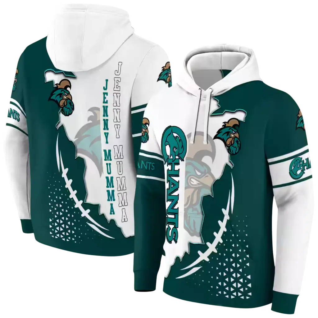 coastal carolina chanticleers triangular pattern green white hoodie fashion forward coastal carolina chanticleers triangular pattern green white hoodie fashion forward