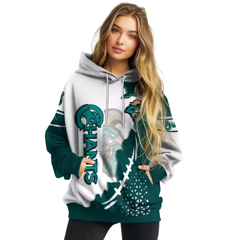 coastal carolina chanticleers triangular pattern green white hoodie high quality coastal carolina chanticleers triangular pattern green white hoodie high quality