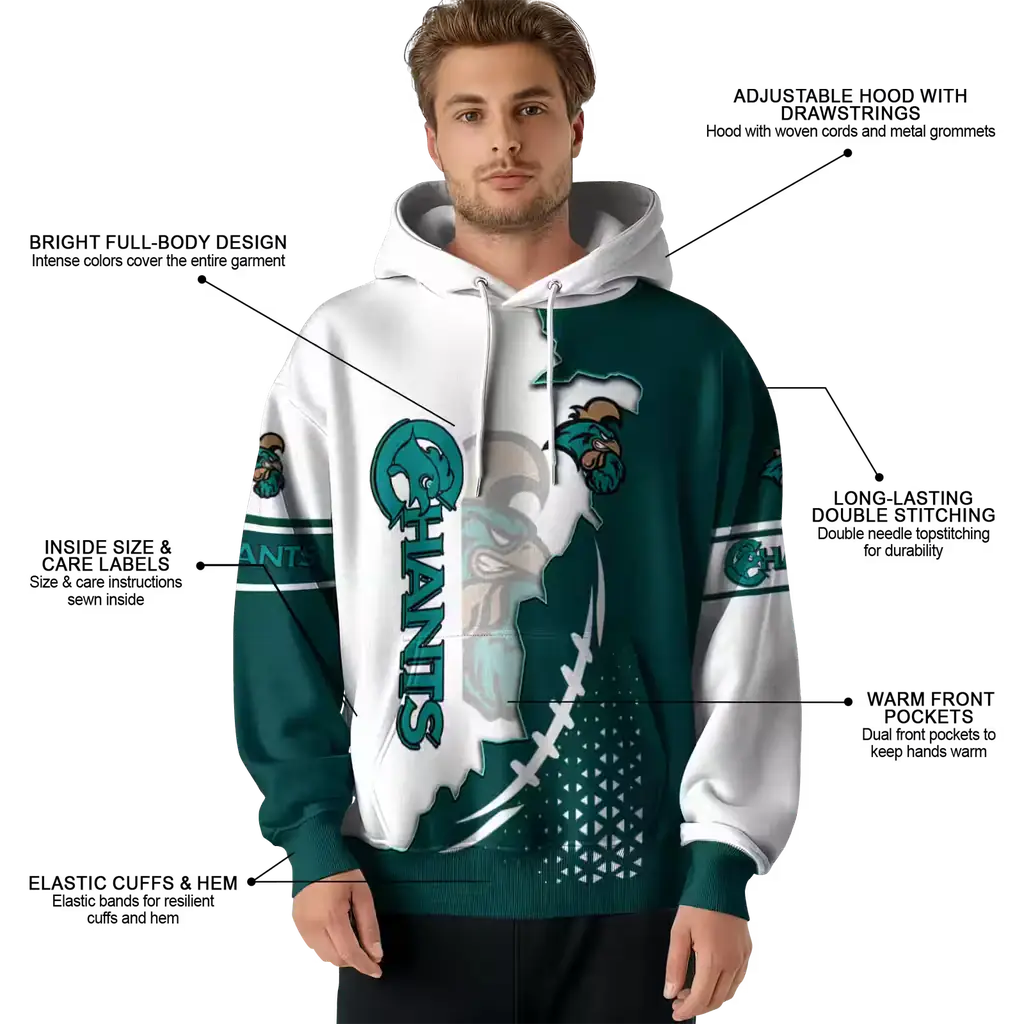coastal carolina chanticleers triangular pattern green white hoodie latest model coastal carolina chanticleers triangular pattern green white hoodie latest model