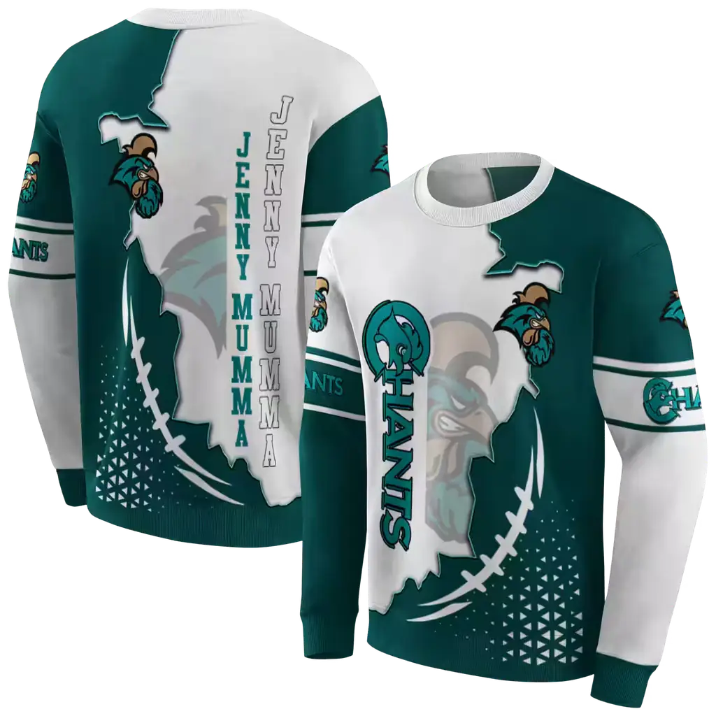 coastal carolina chanticleers triangular pattern green white hoodie premium grade coastal carolina chanticleers triangular pattern green white hoodie premium grade