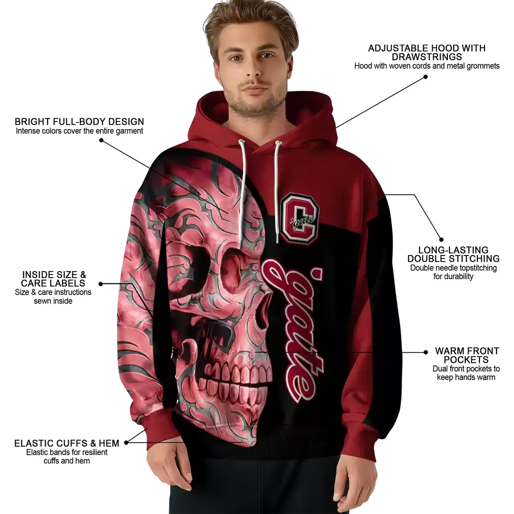 colgate raiders skull motif maroon black hoodie latest model colgate raiders skull motif maroon black hoodie latest model