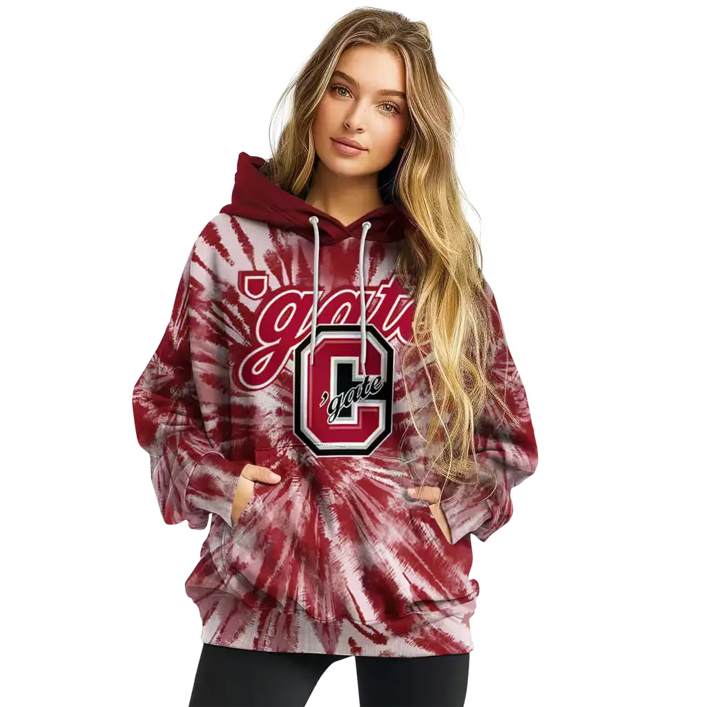 colgate raiders tie dye pattern maroon hoodie high quality colgate raiders tie dye pattern maroon hoodie high quality