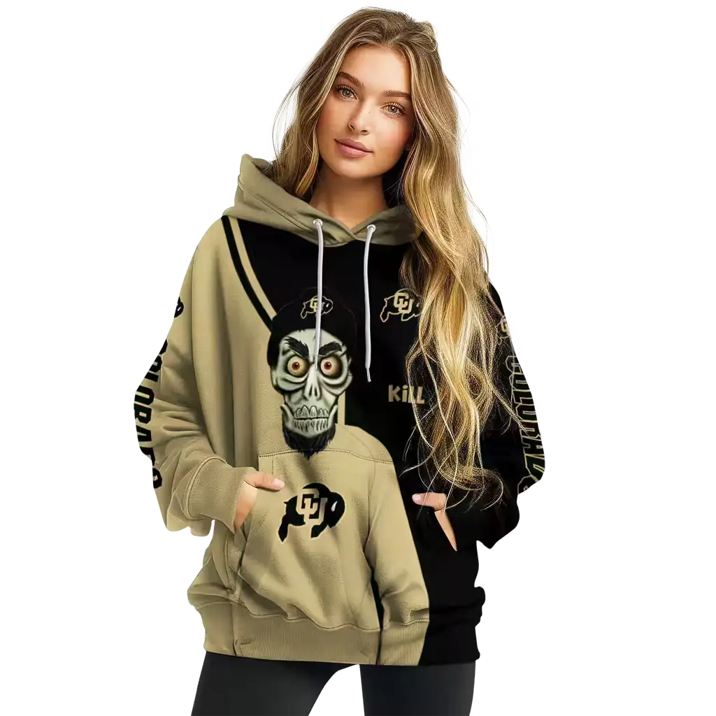 colorado buffaloes achmed skull gold hoodie high quality colorado buffaloes achmed skull gold hoodie high quality