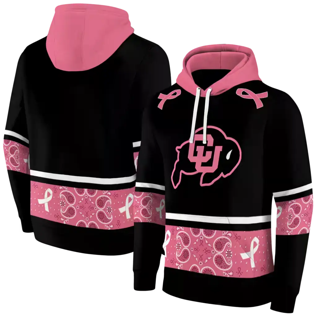 colorado buffaloes awareness ribbon black pink hoodie fashion forward colorado buffaloes awareness ribbon black pink hoodie fashion forward