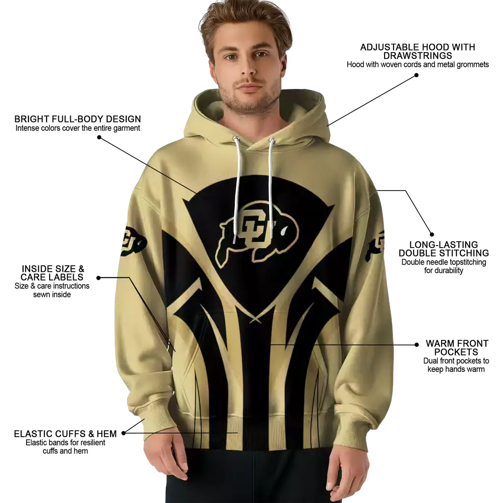 colorado buffaloes concentric lines gold black hoodie latest model colorado buffaloes concentric lines gold black hoodie latest model