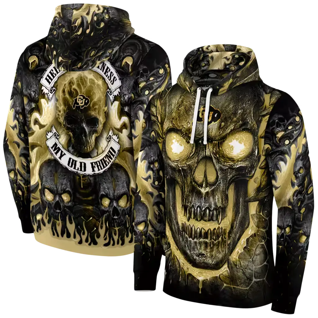 colorado buffaloes demonic skull gold black hoodie fashion forward colorado buffaloes demonic skull gold black hoodie fashion forward