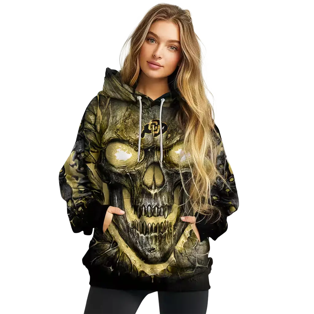 colorado buffaloes demonic skull gold black hoodie high quality colorado buffaloes demonic skull gold black hoodie high quality