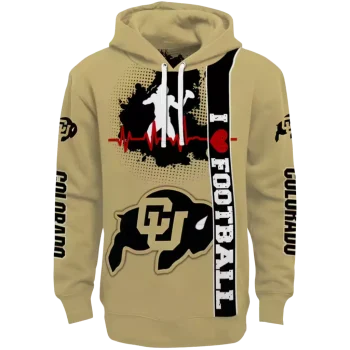 colorado buffaloes football heartbeat gold hoodie best selling