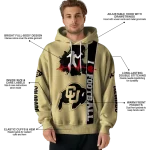 colorado buffaloes football heartbeat gold hoodie best selling