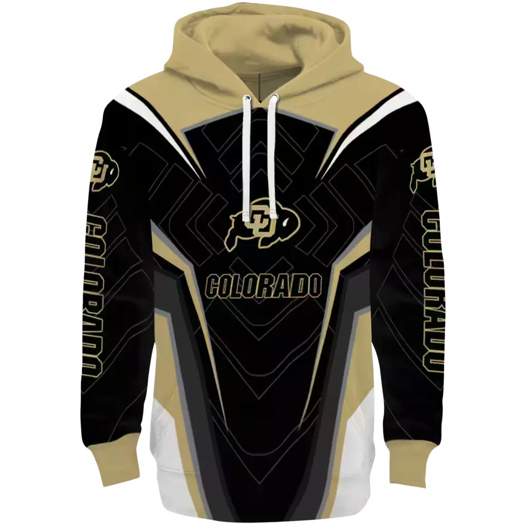 colorado buffaloes futuristic pattern gold black hoodie best selling colorado buffaloes futuristic pattern gold black hoodie best selling