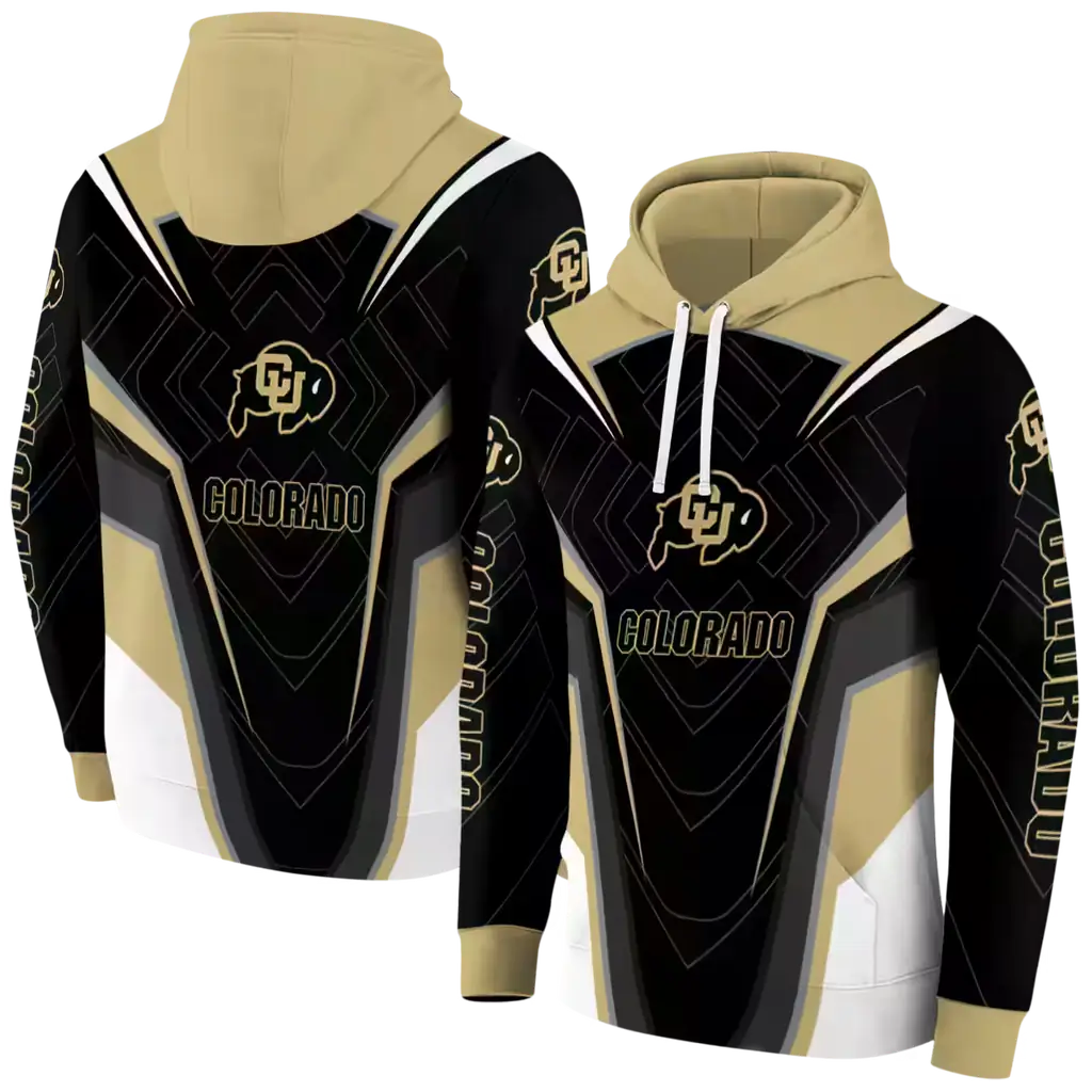 colorado buffaloes futuristic pattern gold black hoodie fashion forward colorado buffaloes futuristic pattern gold black hoodie fashion forward