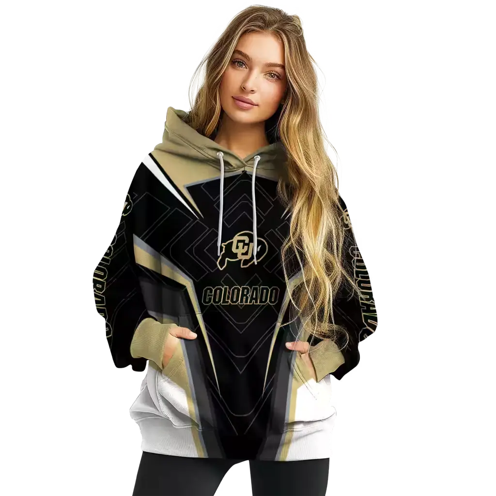 colorado buffaloes futuristic pattern gold black hoodie high quality colorado buffaloes futuristic pattern gold black hoodie high quality